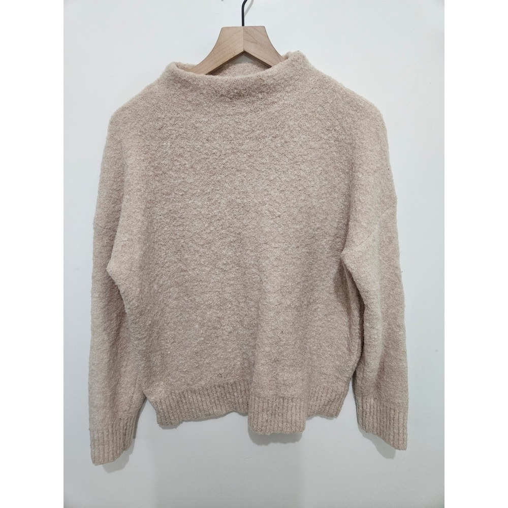 Joie Womens Beige Boucle Knit Mock Neck Drop‎ Shoulder Sweater Small RN 75343